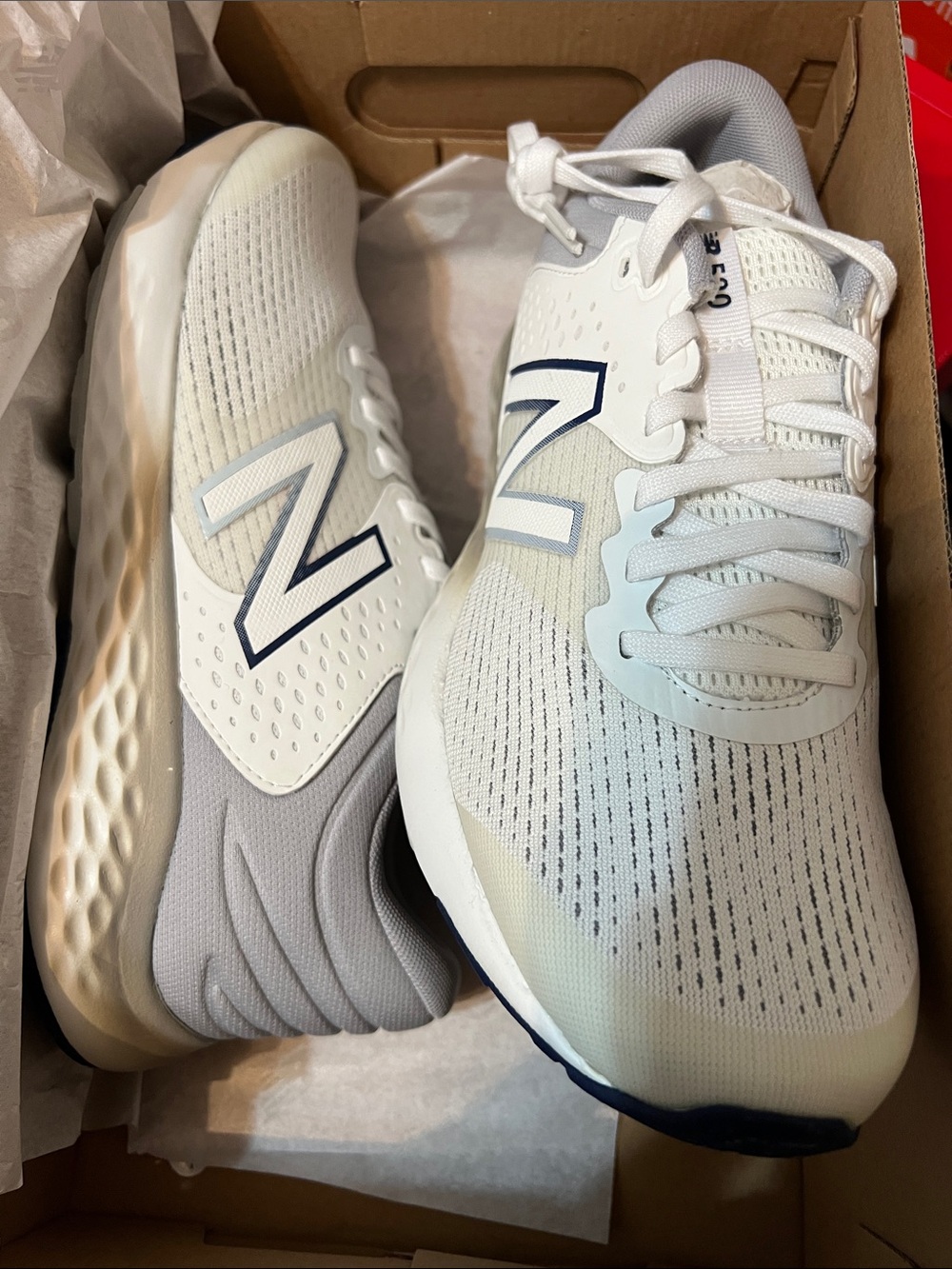 New Balance White and Light Gray Athletic Running Shoes